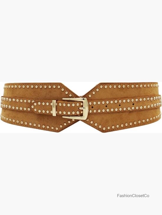 Wide Elastic Chunky Stretchy Thick Belt with Gold Buckle main image 4